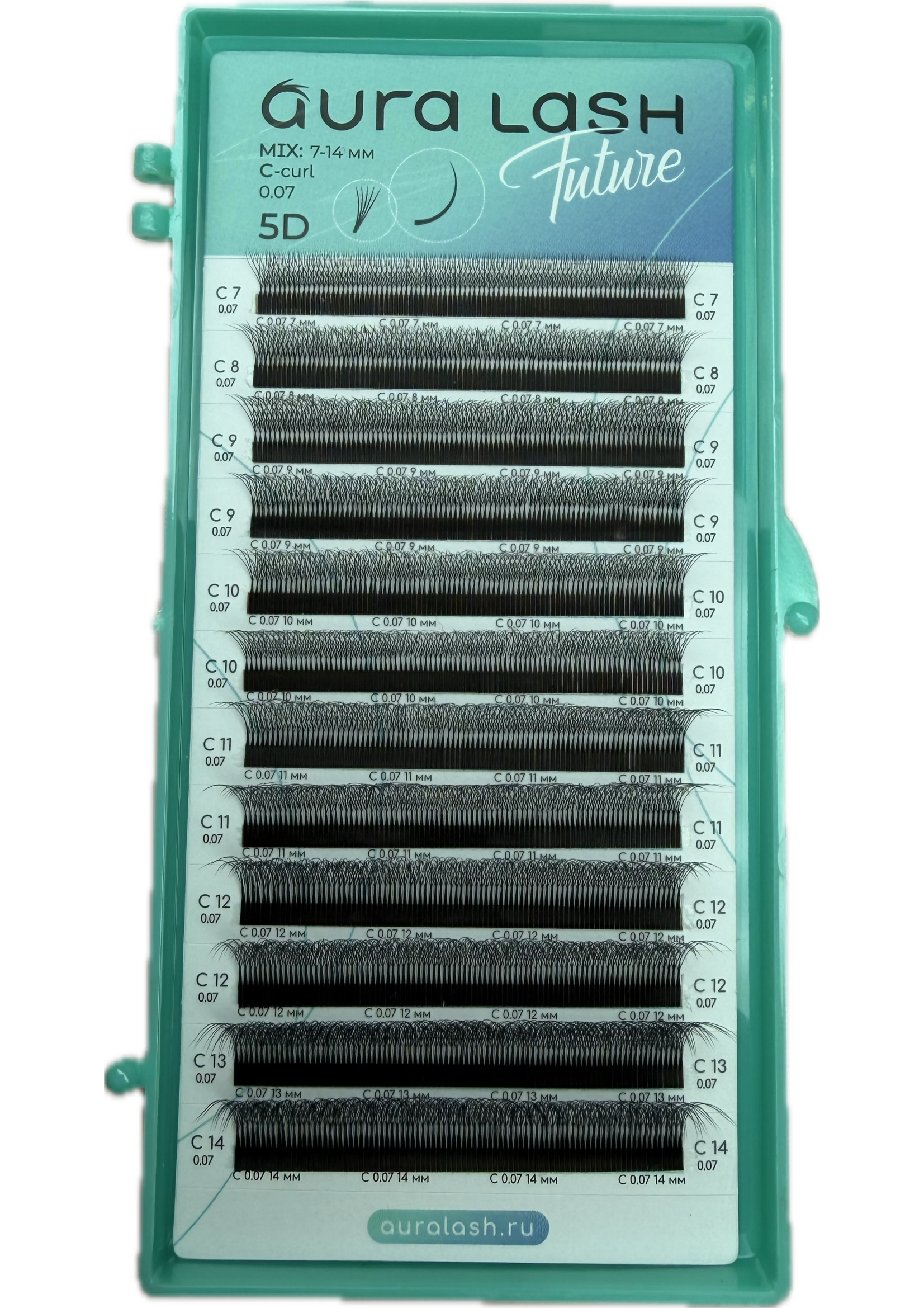 Ресницы AURA LASH 5D Черные Микс  (12 линий)