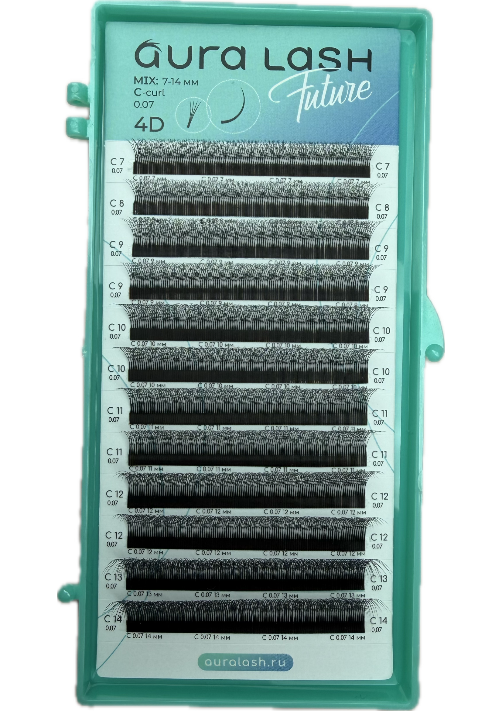 Ресницы AURA LASH 4D Черные Микс  (12 линий)