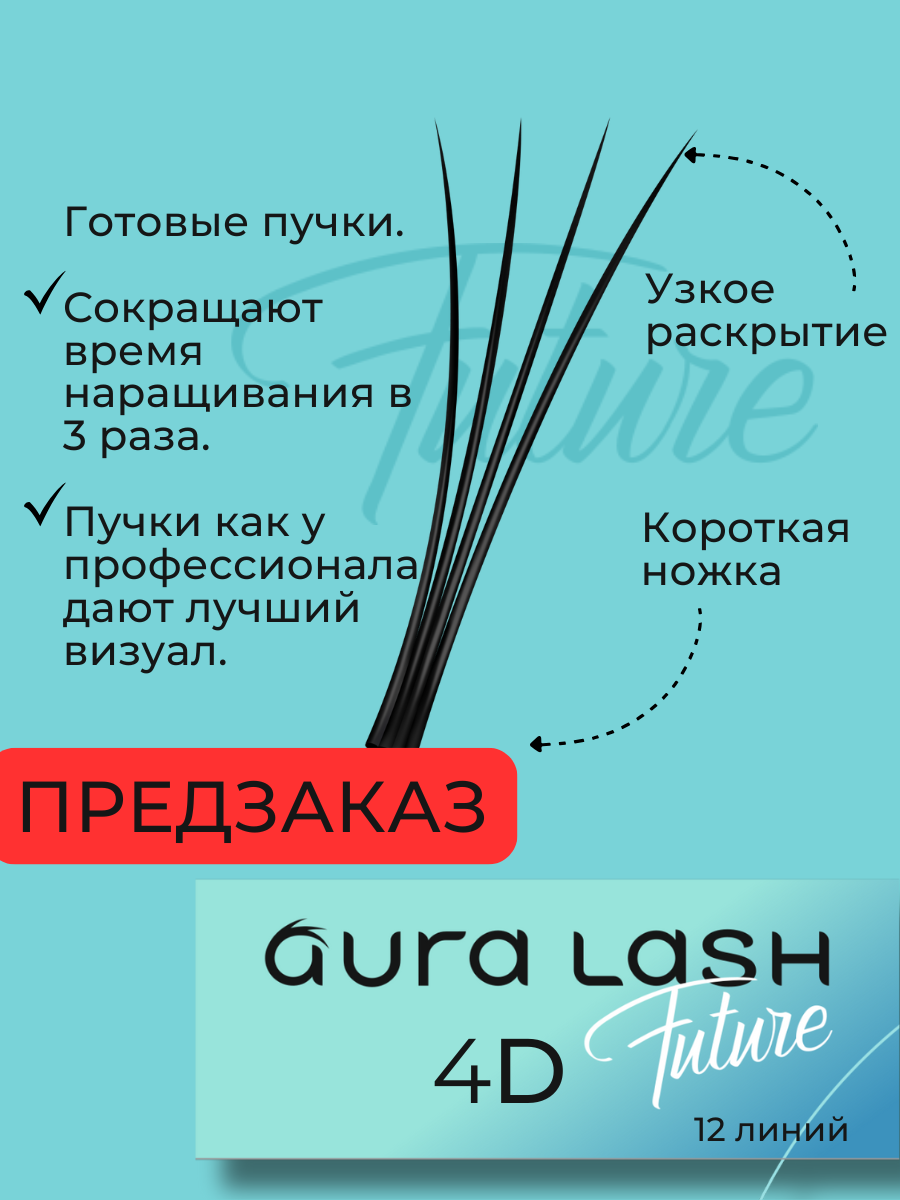 Ресницы AURA LASH 4D Черные Микс  (12 линий)