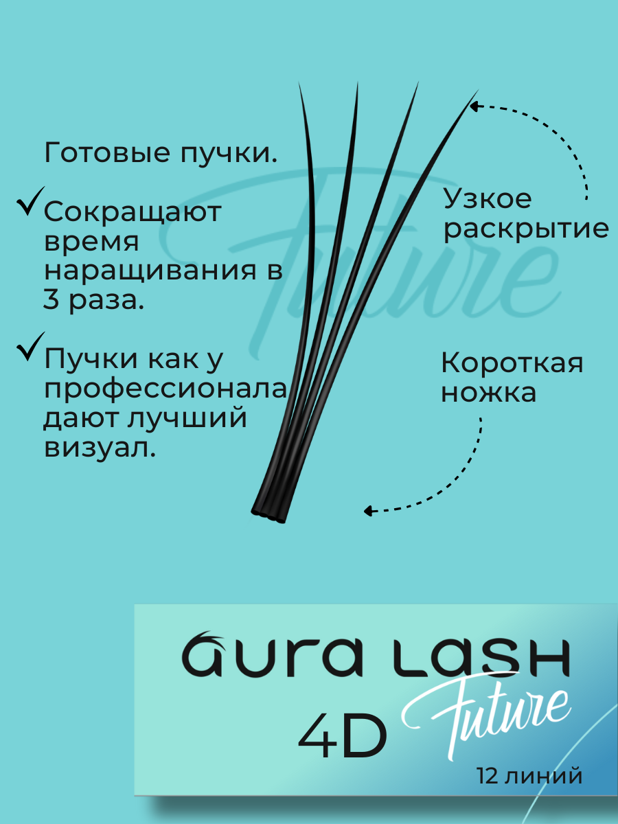 Ресницы AURA LASH 4D Черные Микс  (12 линий)
